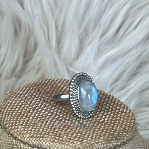 Sterling Silver & Moon Stone Ring, Size 5 1/4